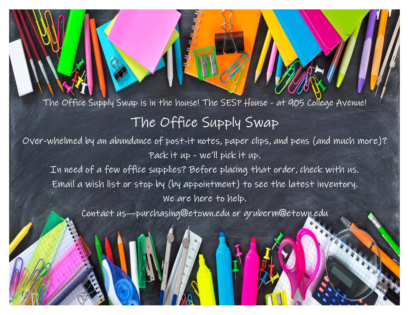 the Office Supply Swap Elizabethtown College